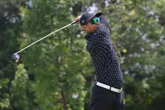 Allen Gong from Team Orchid Country Club in action at Sentosa Golf Club in the third leg on Apr 10. The defending champions are in second place with 322 points