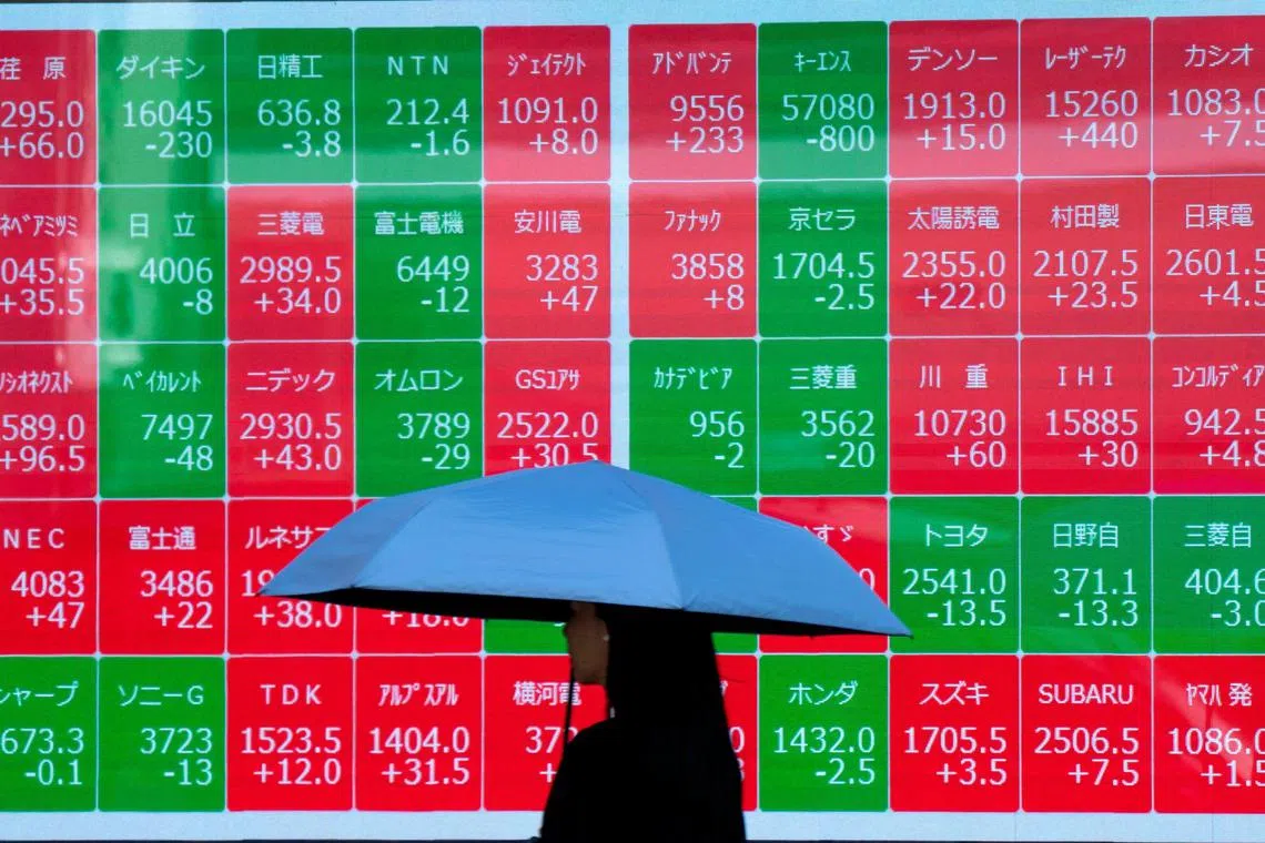 The Nikkei 225 Index accelerated gains in the afternoon session, surging 1.7 per cent to end at a record peak of 43,378.31.
