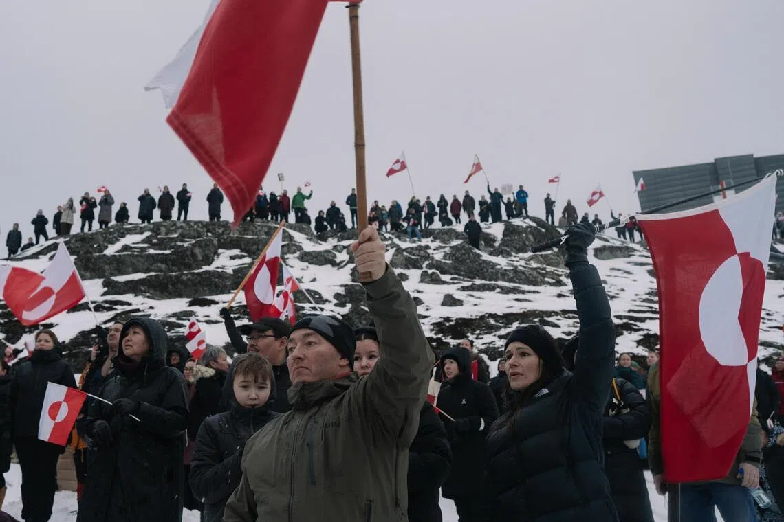 Anti-Trump protestors in Nuuk, Greenland's capital. US President Donald Trump’s threat to annex Greenland raises the once-unthinkable prospect that America could use its military to seize territory from Denmark – a Nato ally.