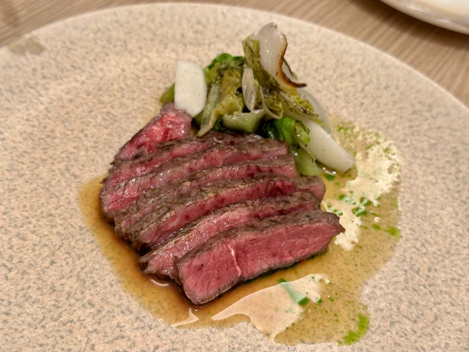 Beef in wild garlic sauce.