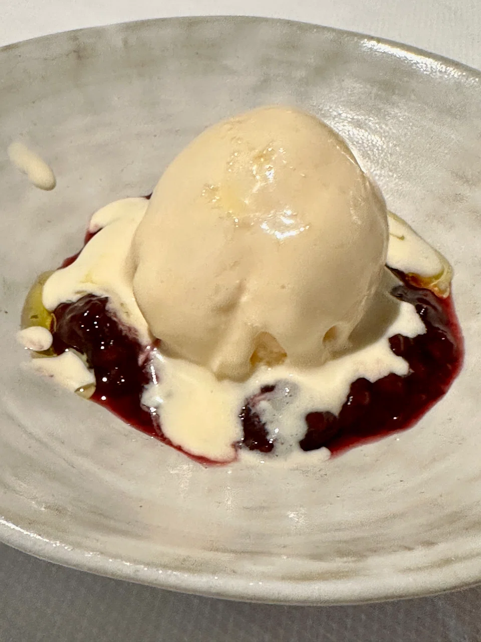 Burrata gelato and berry compote.