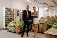 Ron Reese (left), senior vice-president of global communications and corporate affairs at Las Vegas Sands, and one of Food Bank Singapore's co-founders Nichol Ng.