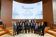 Securities industry representatives at the launch ceremony of the Remisier Development Programme, held at the SGX Centre on Monday (Sep 30). 