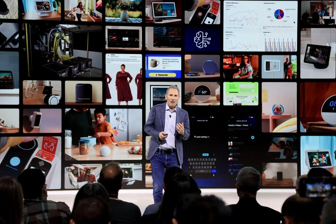 Andy Jassy, CEO of Amazon.com, at an unveiling event in New York on Feb 26. Amazon has rebooted Alexa with AI, marking it the biggest overhaul of the voice-activated assistant since its introduction more than a decade ago.
