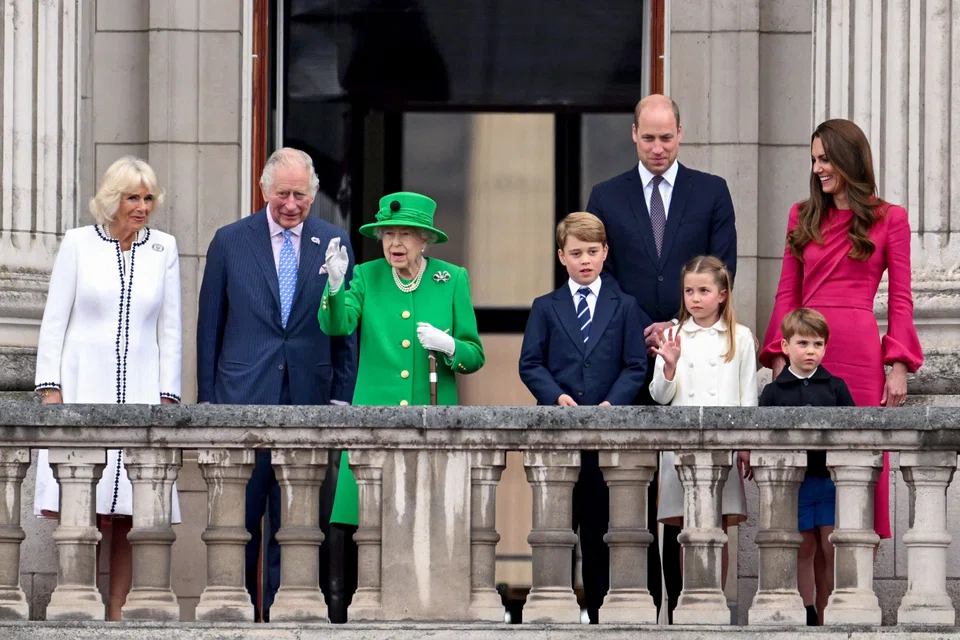 Queen Elizabeth II's (third from left) appearance on Buckingham Palace balcony with her family was the 96-year-old monarch’s first in-person appearance since Thursday, after she was forced to skip several events since then due to persistent mobility issues.