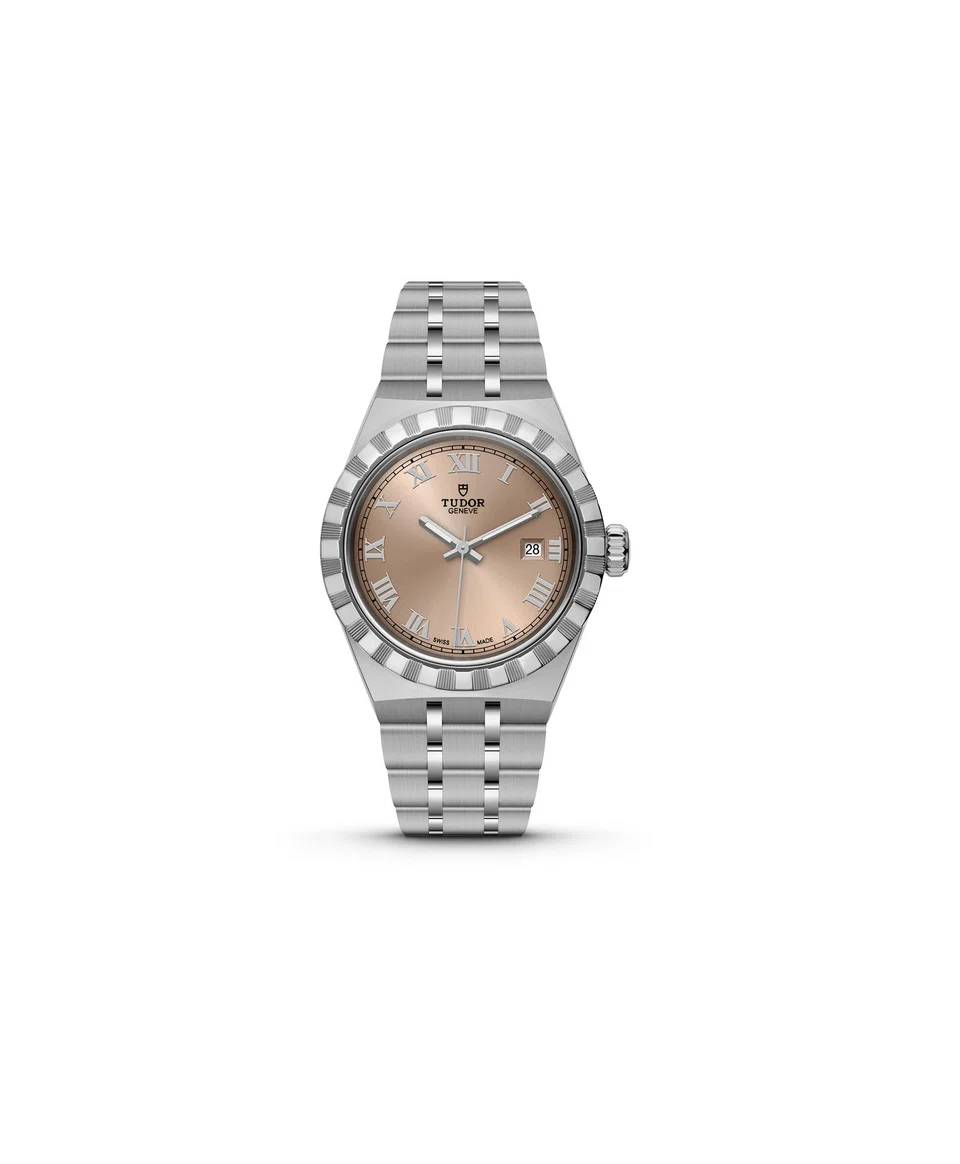 The Tudor Royal with a radial-brushed salmon dial.