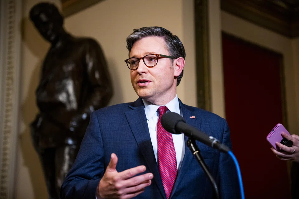 House Speaker Mike Johnson speaks to reporters following the defeat of a US$1.6 trillion stopgap spending bill to extend current government funding into March and impose new proof-of-citizenship requirements on voter registration,  Washington, US, Sept 18, 2024. 