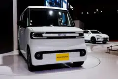 The BYD RACCO is displayed at the BYD booth during a press day of the Japan Mobility Show 2025 at Tokyo.
