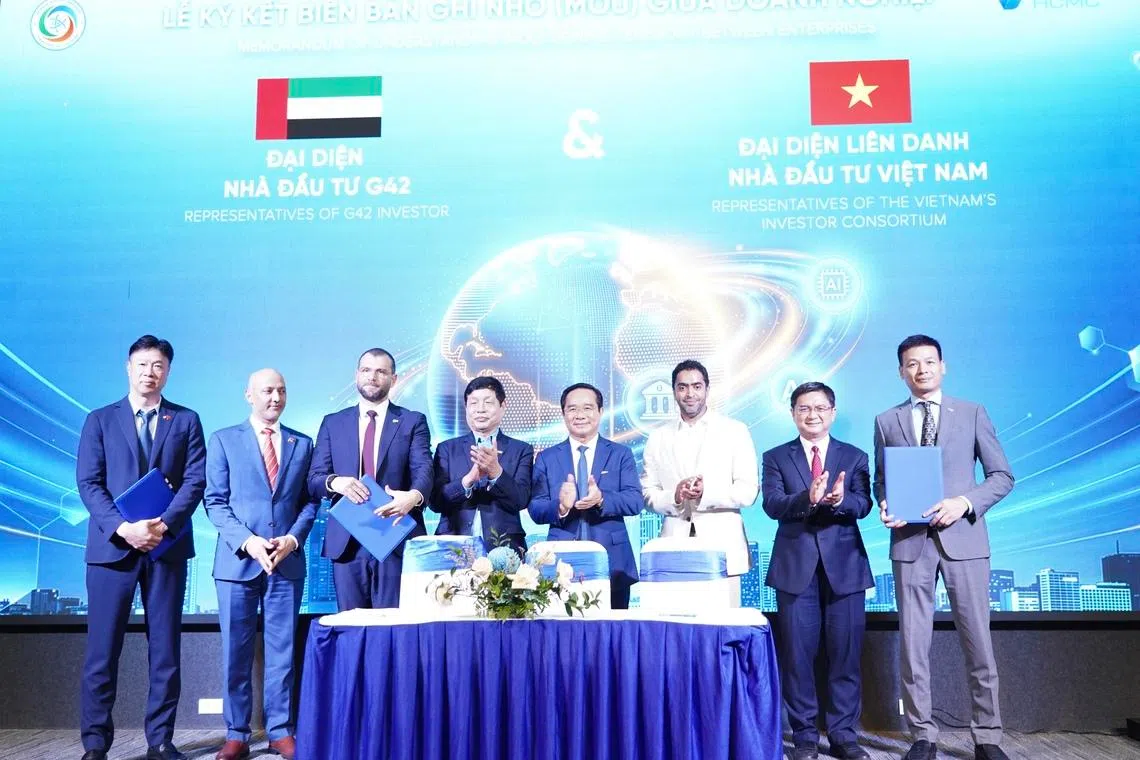 Representatives from FPT Corp, Viet Thai Group and G42 signed a pact to develop AI and cloud infrastructure in Vietnam with full data sovereignty.