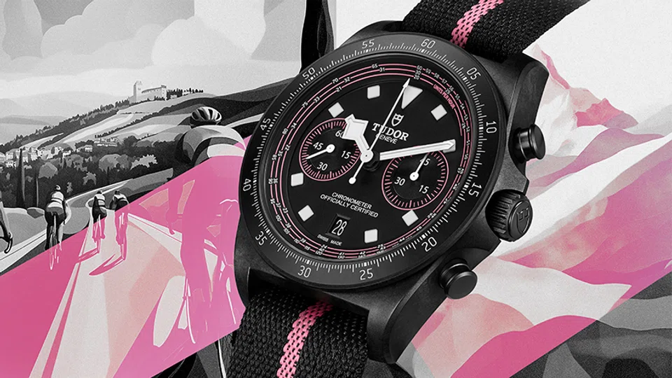 The new Tudor Pelagos FXD Chrono "Pink" pays homage to Italy's most legendary bike race.