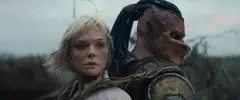 'Predator: Badlands' stars (from left) Elle Fanning as Thia and Dimitrius Schuster-Koloamatangi as Dek.