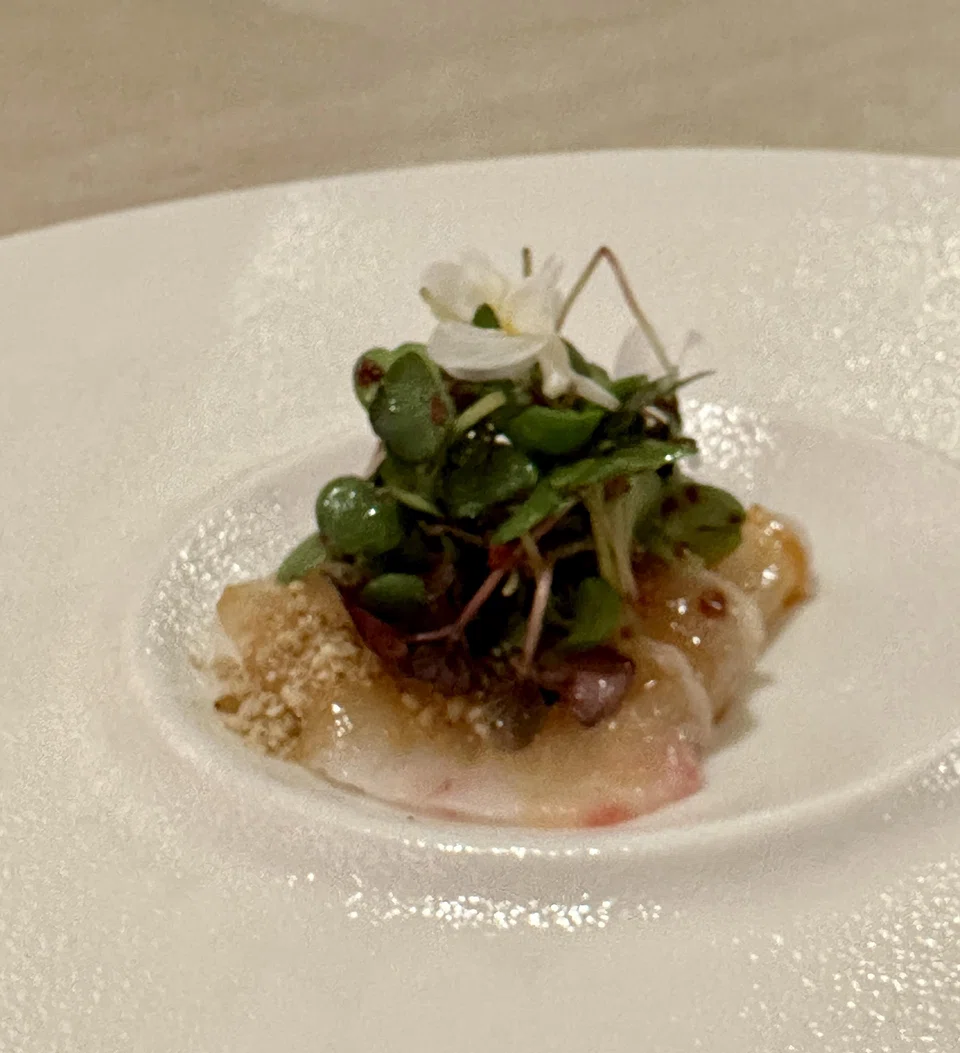 Horse mackerel sashimi salad.