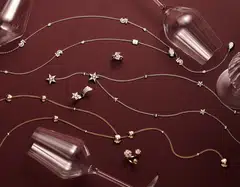 From top: Les Infinis de N°5 transformable long necklace in white gold with diamonds (S$68,900); Eternal N°5 ring in white gold with diamonds (S$23,800); Les Infinis de Comete transformable long necklace in white gold with diamonds (S$74,500);  Comete 1932 ring in white gold with diamonds (S$32,500); Les Infinis de Camelia transformable long necklace in rose gold with diamonds (S$36,850) and Extrait de Camelia transformable ring in rose gold with diamonds (S$17,850).