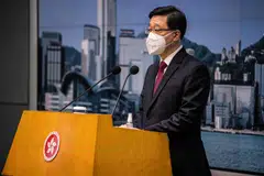 Hong Kong Chief Executive John Lee speaks to the media before an Executive Council meeting in Hong Kong on September 6, 2022.