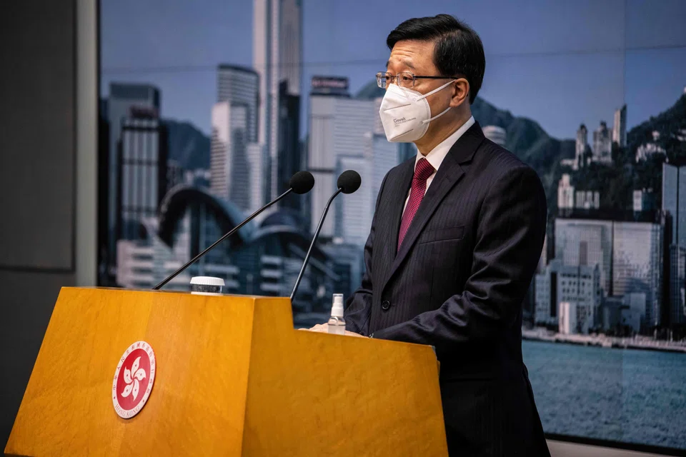 Hong Kong Chief Executive John Lee speaks to the media before an Executive Council meeting in Hong Kong on September 6, 2022.