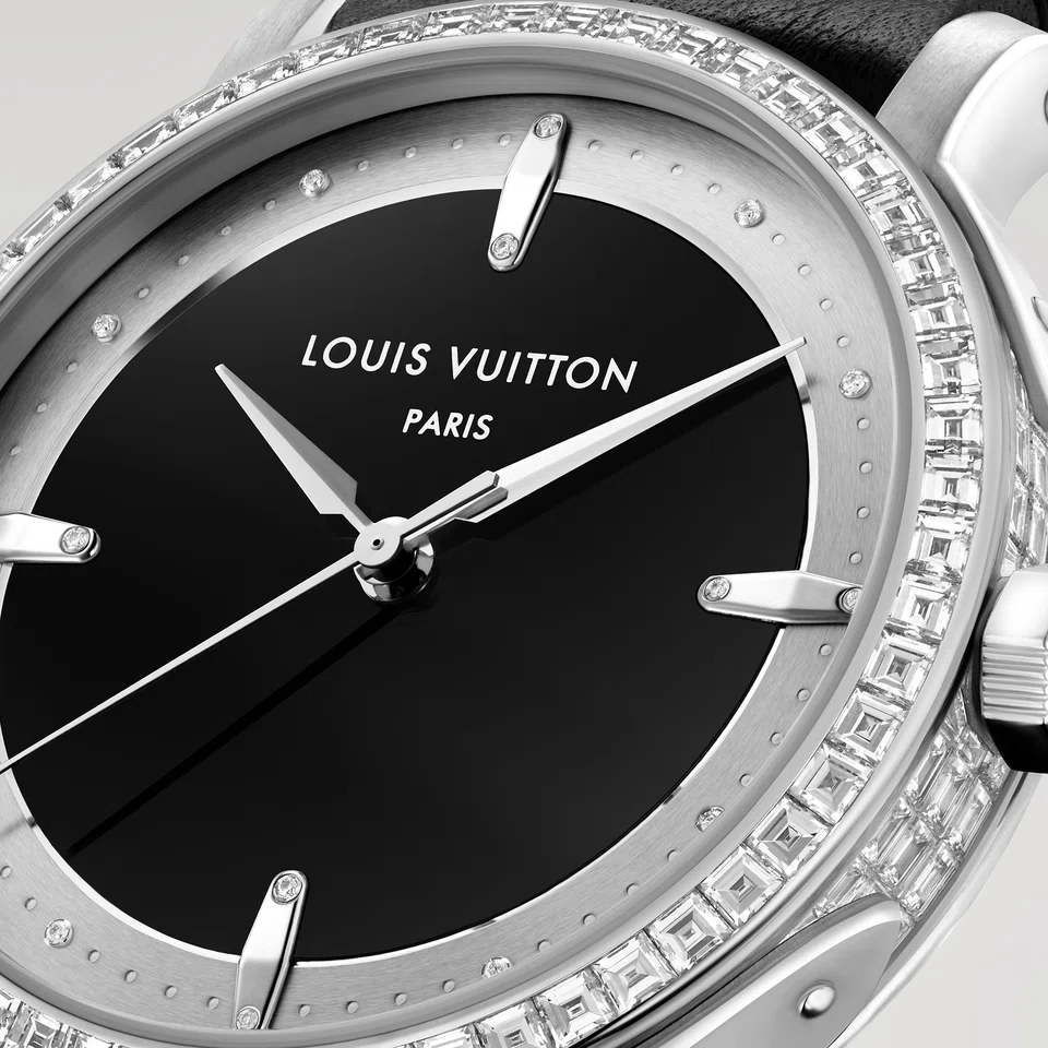 The Louis Vuitton Escale in Platinum with Onyx Centre Dial and Baguette-Cut Diamonds.