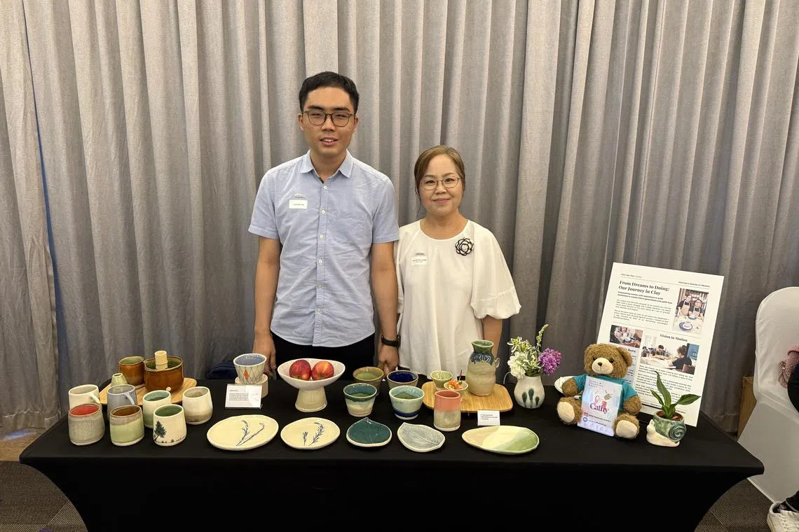 Cathy Kim and her 26-year-old son Jeon Joon Hyeong have a small business making and selling hand-made ceramics.