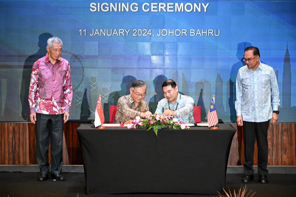 The signing of the Memorandum of Understanding (MOU) on the Johor-Singapore Special Economic Zone (JS-SEZ) on Jan 11, 2024 by Minister for Trade and Industry Gan Kim Yong and Malaysia’s Minister of Economy Mohd Rafizi Ramli, and witnessed by Singapore Prime Minister Lee Hsien Loong and Malaysia Prime Minister Anwar Ibrahim.