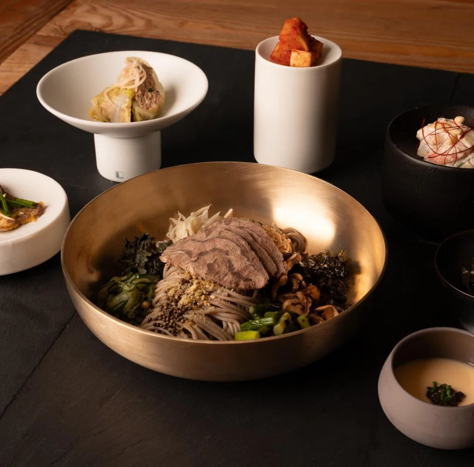 Signature noodles feature homemade buckwheat noodles.