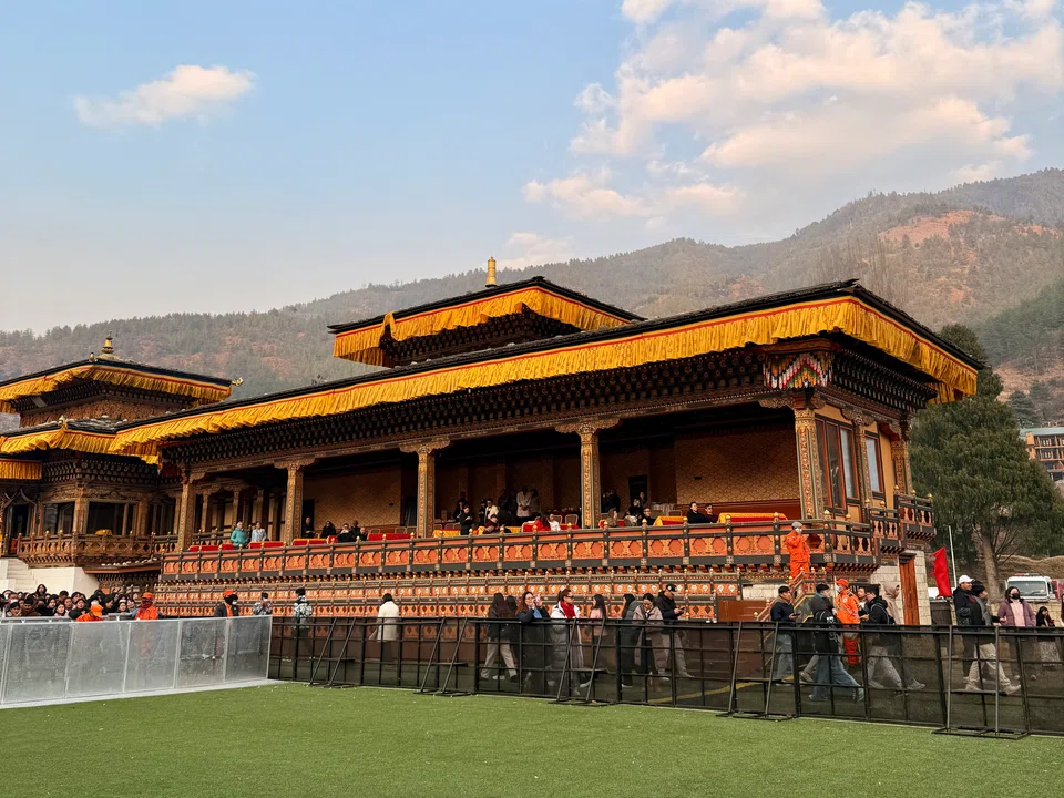 The stands for VIPs at Changlimithang stadium in the Bhutanese capital of Thimphu.