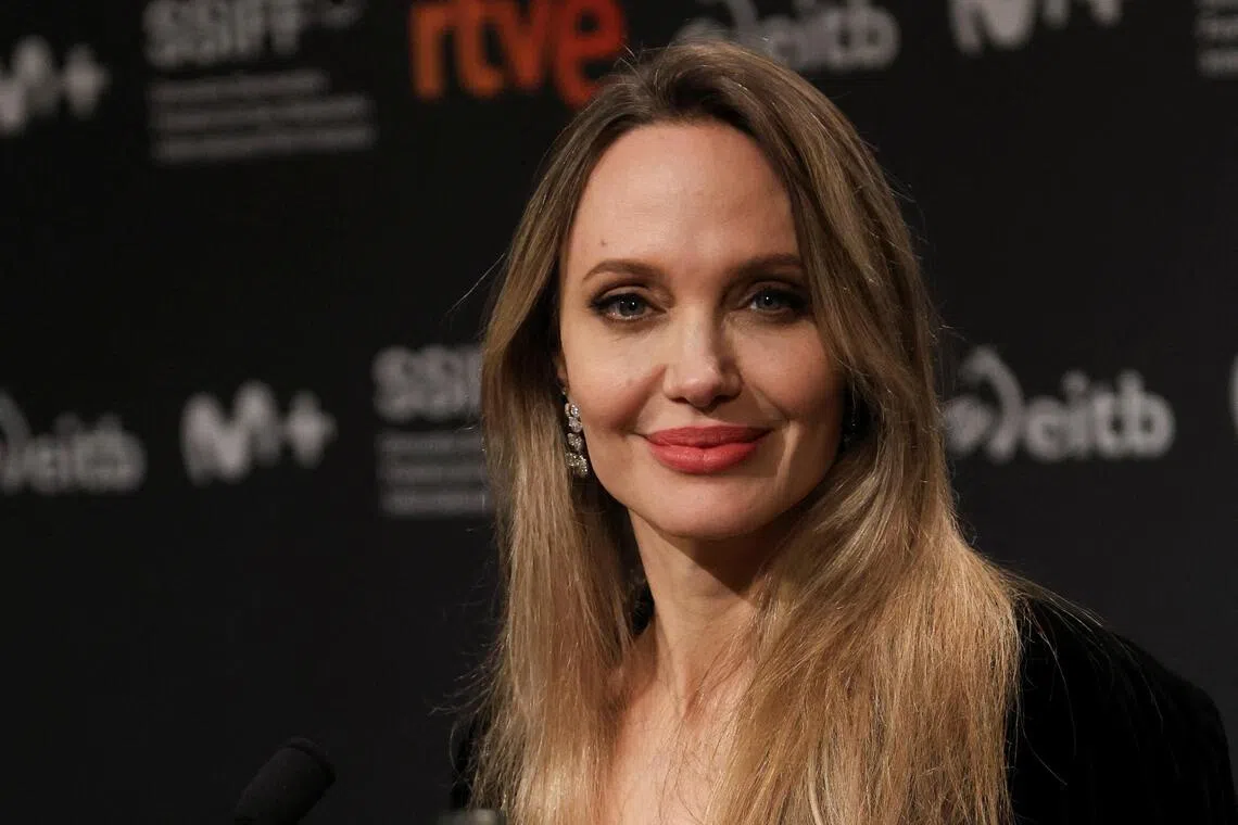 Angelina Jolie attends a press conference for the film "Couture" at the San Sebastian Film Festival, San Sebastian, Spain, Sep 21, 2025. 