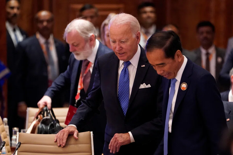 US President Joe Biden (centre) and Indonesian President Joko Widodo (right) plan to discuss economic issues, clean energy initiatives and ways to bolster regional peace and stability, the statement from the White House said.
