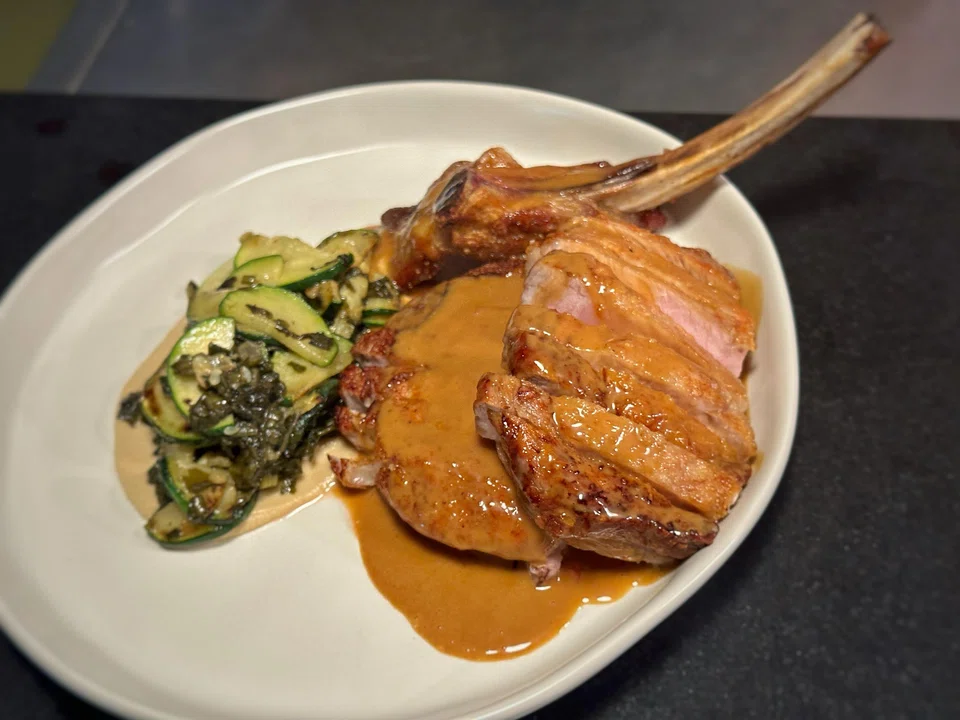 Milk-fed roast veal chop.