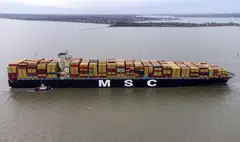The container ship, MSC Luciana, approaches the port of Felixstowe in the UK on Monday. The UK and Singapore are among 13 states that have scored well in the 2023/2024 Flag State Performance Table of 175 port states.  