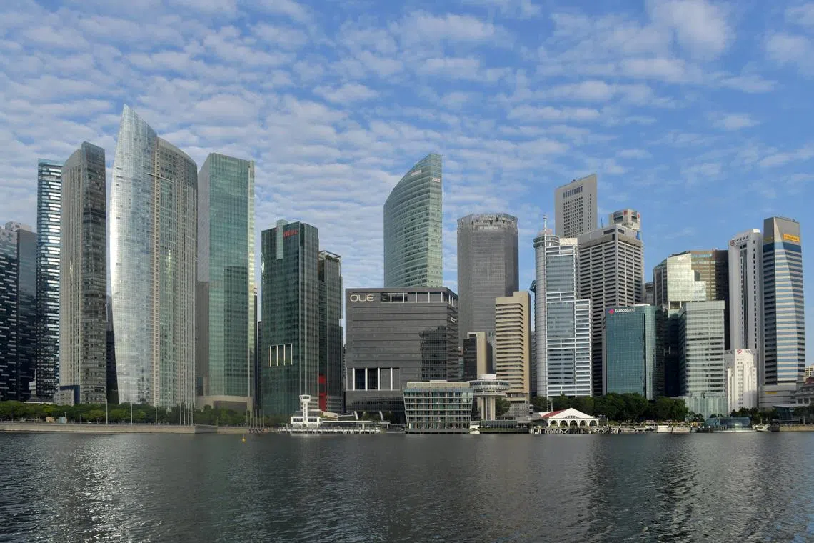The Singapore city skyline in the CBD.
