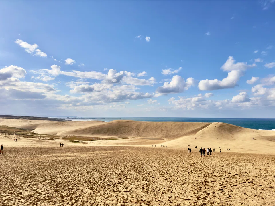 A distant view of Tottori Sand Dunes.