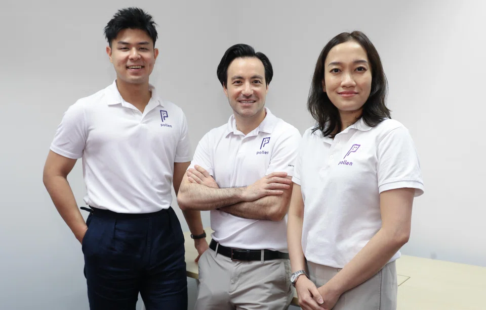 From left: Pollen’s chief of staff Tan Yang En; co-founder and CEO David Ng; and co-founder and chief product and technology officer Liyana Sulaiman.