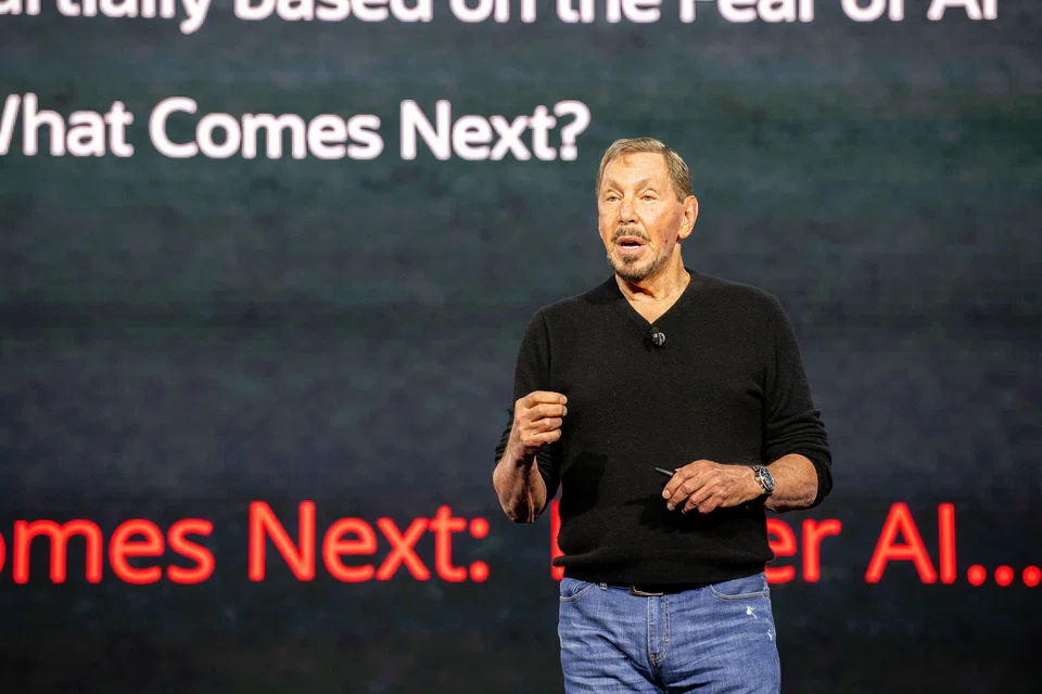 Oracle's value surges after it publishes an ambitious forecast for its AI-related cloud business, briefly turning its boss, Larry Ellison (above), into the world's richest man.