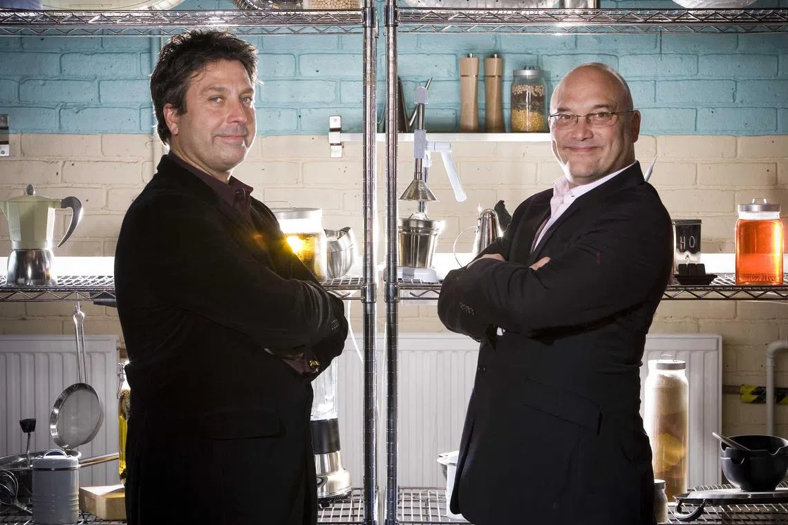 Presenter Gregg Wallace (R) has denied making “inappropriate” sexual jokes and comments after more than a dozen people came forward last week with allegations spanning a 17-year period.