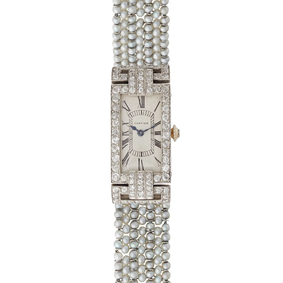 Cartier pearl and diamond lady’s wristwatch