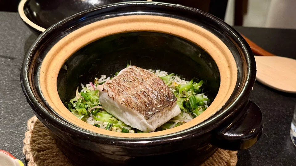 Nasi ulam, donabe style.