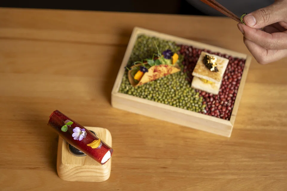 A trio of snacks to start the meal.