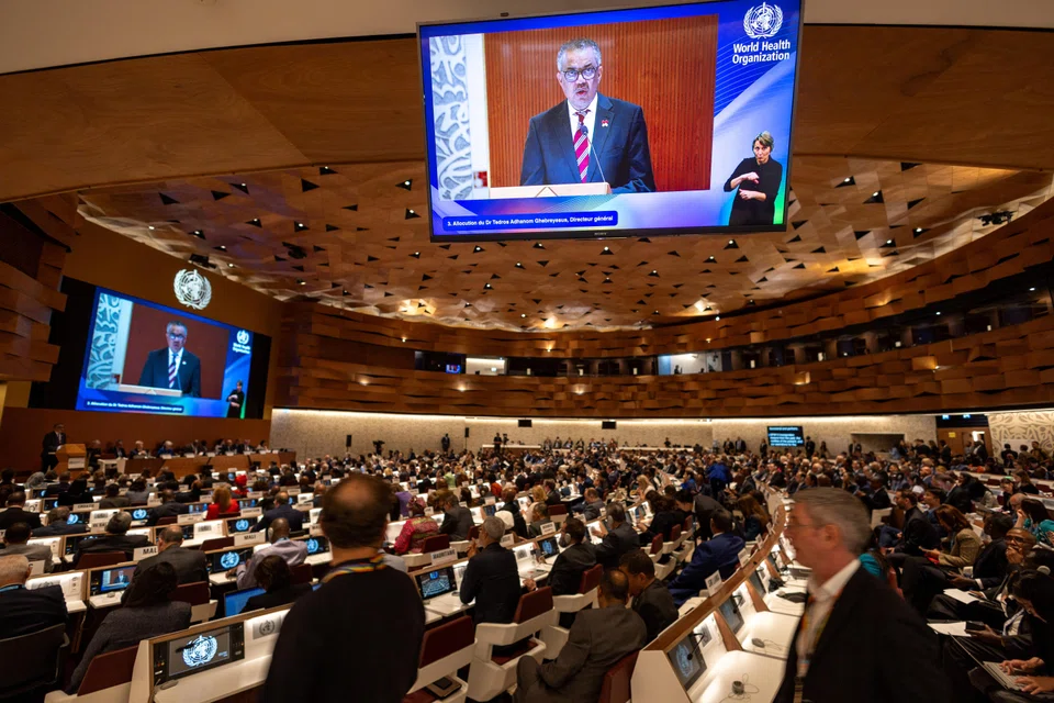 Director-General of the World Health Organisation (WHO) Dr Tedros Adhanom Ghebreyesus opening the World Health Assembly at the United Nations in Geneva.