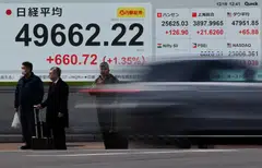 The Nikkei piled on two per cent on Monday morning, thanks to a weaker yen.