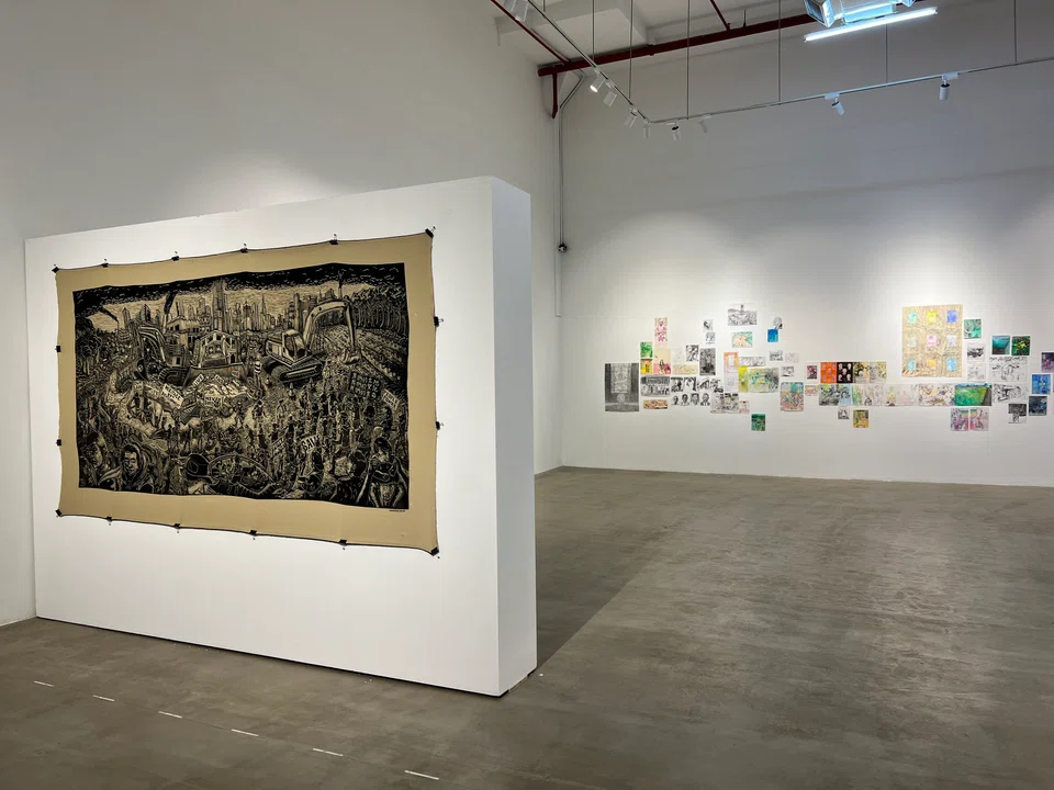 Travel Agency features works of 11 Malaysian artists, including Pangrok Sulap (left) and Gan Chin Lee (right).