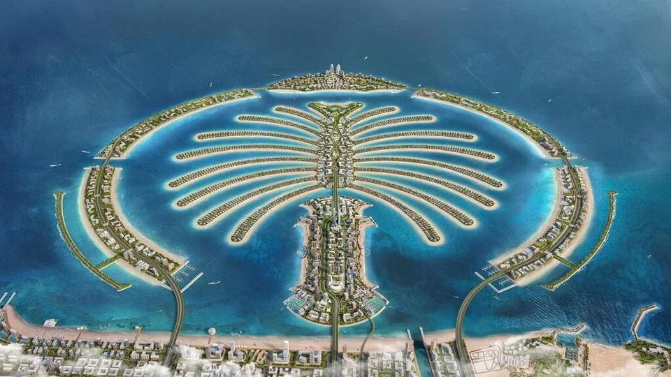 Illustration of the Palm Jebel Ali island in Dubai.