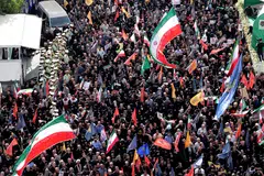 Hundreds of people attend the funeral of the Iranian Revolutionary Guard Corps commander and other military commanders killed during Israeli strikes on Iran. 