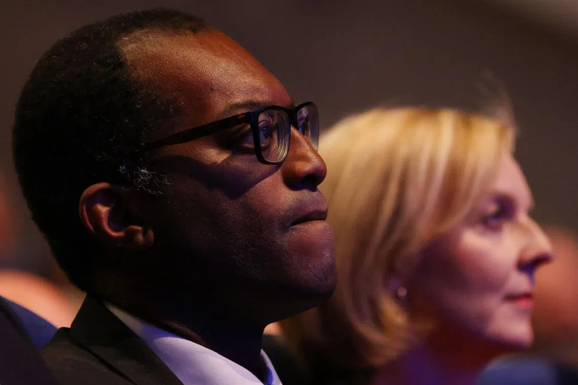 The United Kingdom's Tory leadership contains a number of people with South Asian or African backgrounds, including Chancellor of the Exchequer Kwasi Kwarteng (foreground), whose parents came to Britain from Ghana. Prime Minister Liz Truss (background) is among an increasing number of women or minorities in the top ranks of far-right parties in Europe.