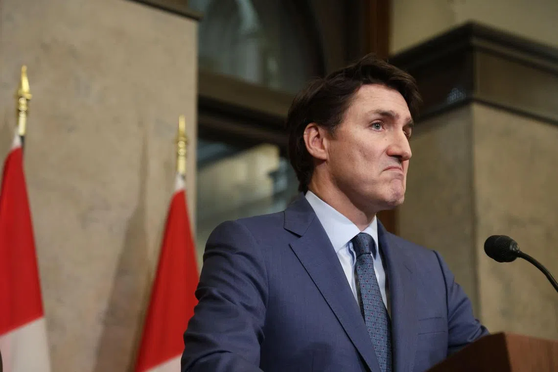 Canada's Prime Minister Justin Trudeau speaks during a news conference about the US tariffs against Canada in Ottawa, Canada, March 4, 2025. Trudeau said that US President Donald Trump imposed tariffs on Canada to destroy the country's economy to make it easier for the US to annex its northern neighbour.