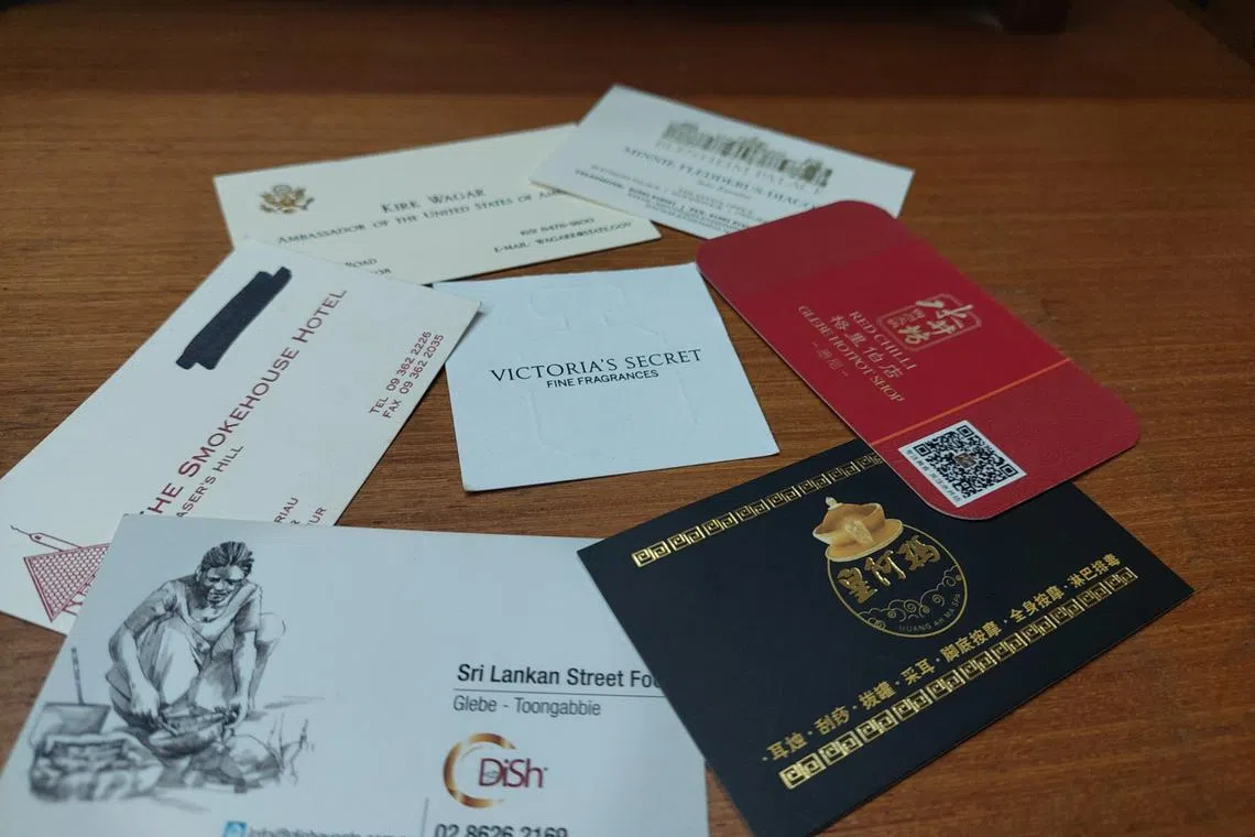 Some of the writer's collection of cards; calling cards tell a story through the tangibility of sight, touch and smell. 