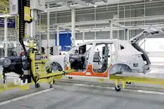 Components for the Proton's e.MAS 7 electric vehicle at the company's plant in Tanjung Malim, Perak, Malaysia.