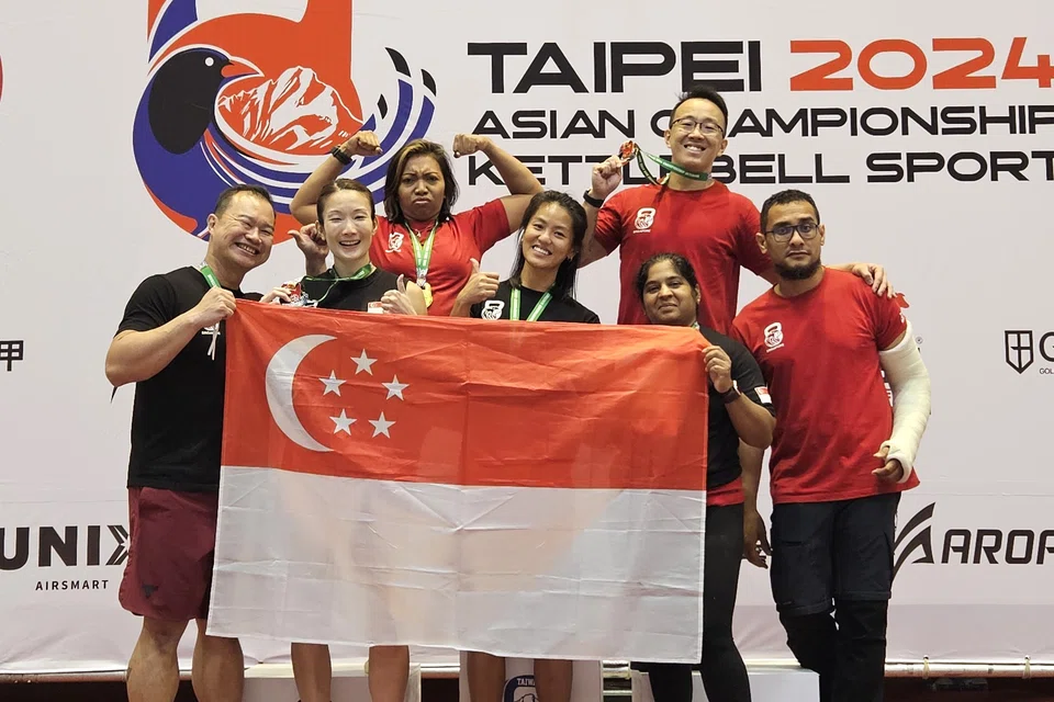 Team Singapore at the recent 2024 Asian Kettlebell Championships in Taiwan, which was held from May 26 to 29.