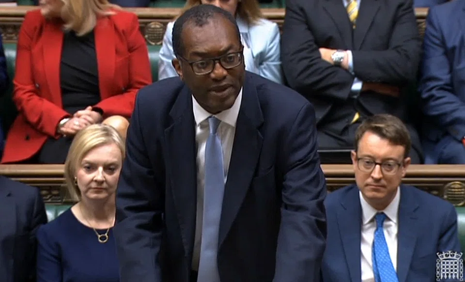 Chancellor of the Exchequer Kwasi Kwarteng unveiling an anti-inflation budget plan at the House of Commons in London on September 23, 2022.