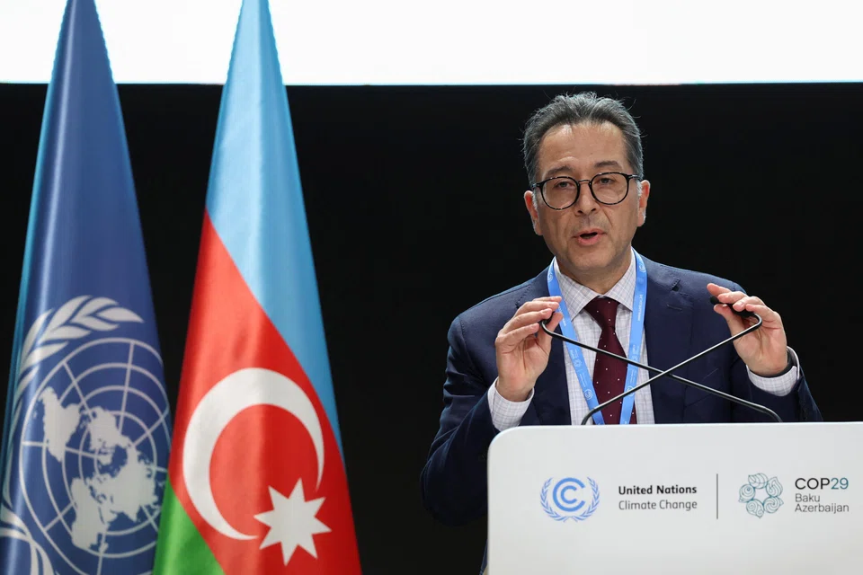 SOCAR VIce-President Afgan Isayev speaks during the summit on methane and non-CO2 greenhouse gases at the United Nations COP29 climate change conference in Baku, Azerbaijan. Nov 12, 2024. 