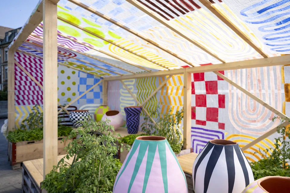 The installation 'Nachtwache ich' (2025) by Swiss artist Athene Galiciadis on display at the show 'Art Parcours', as part of Art Basel 2025.