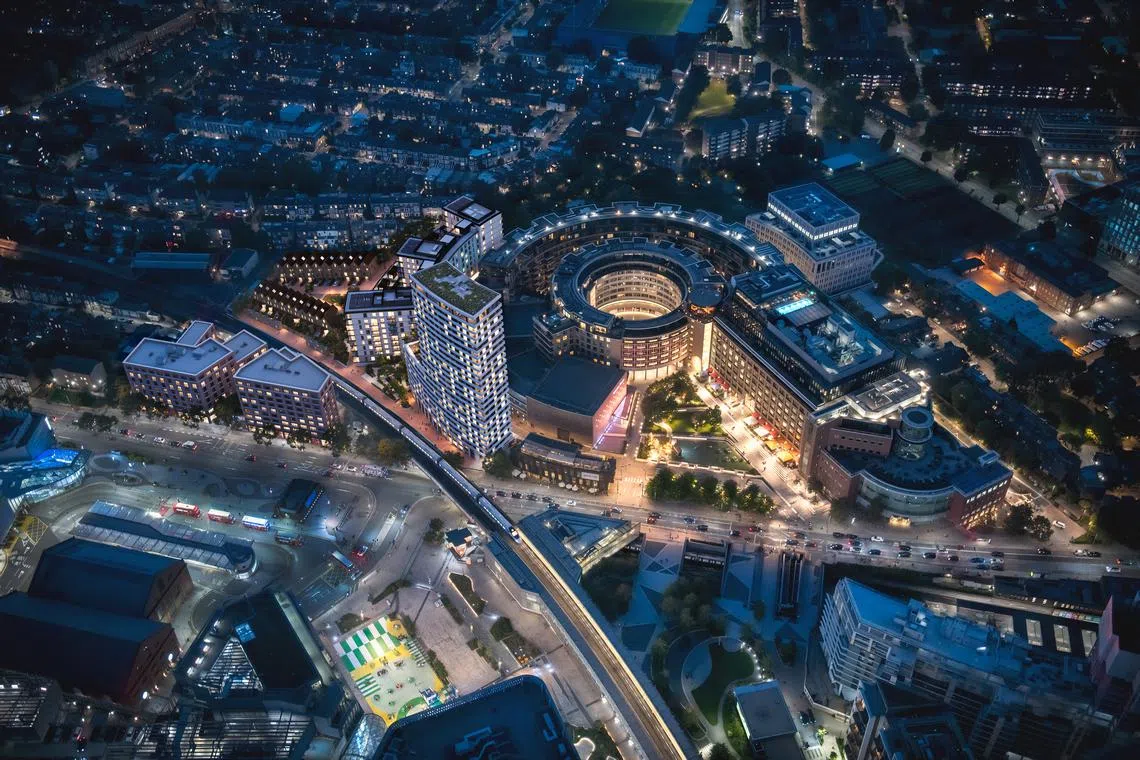 A traditional favourite for overseas homes among Singaporeans is London. Pictured is Television Centre in White City, West London.